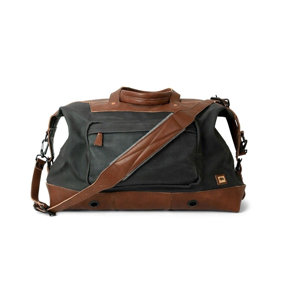 Buffalo jackson dakota Waxed Canvas And LEather Weekend Bag Charcoal